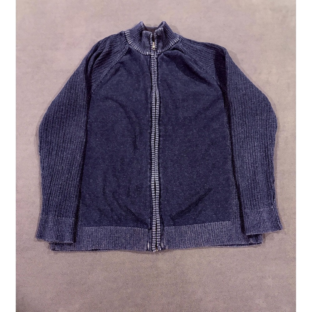 INC International Concepts Cardigan Sweater Womens Large Navy Blue Full Zip
